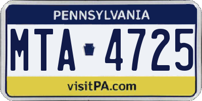 PA license plate MTA4725