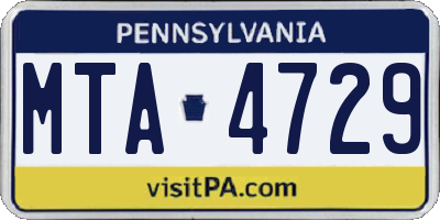 PA license plate MTA4729