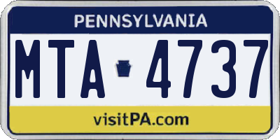 PA license plate MTA4737