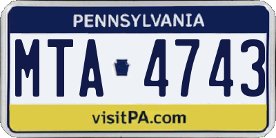 PA license plate MTA4743