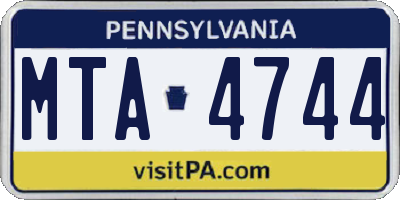 PA license plate MTA4744