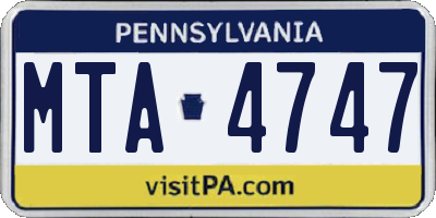PA license plate MTA4747