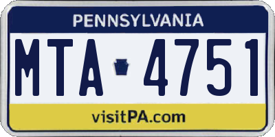 PA license plate MTA4751