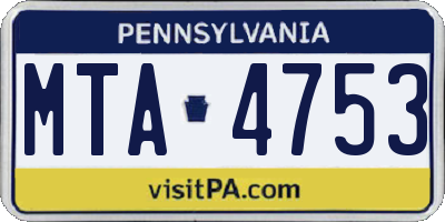 PA license plate MTA4753