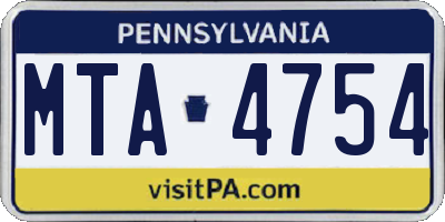 PA license plate MTA4754