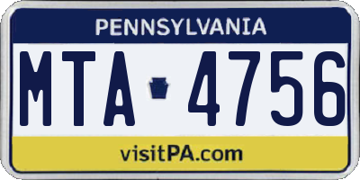 PA license plate MTA4756