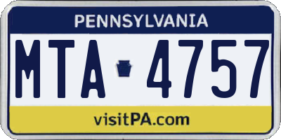 PA license plate MTA4757