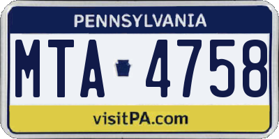 PA license plate MTA4758