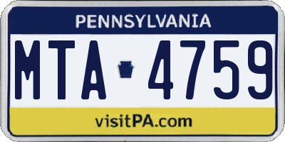 PA license plate MTA4759
