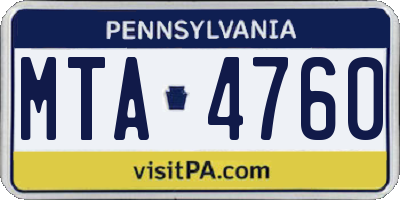 PA license plate MTA4760