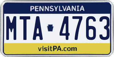 PA license plate MTA4763