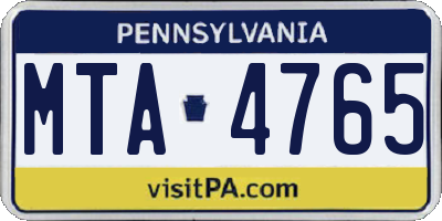 PA license plate MTA4765