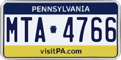 PA license plate MTA4766
