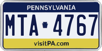 PA license plate MTA4767