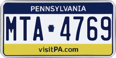PA license plate MTA4769