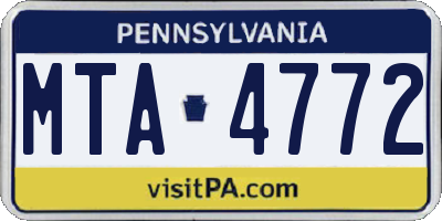 PA license plate MTA4772