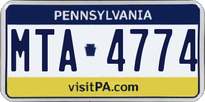 PA license plate MTA4774