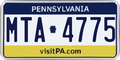 PA license plate MTA4775