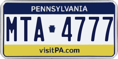 PA license plate MTA4777