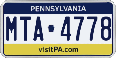 PA license plate MTA4778