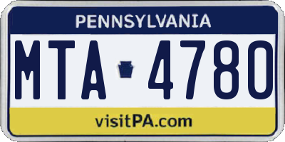 PA license plate MTA4780
