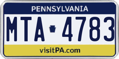 PA license plate MTA4783