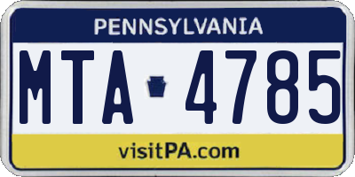 PA license plate MTA4785