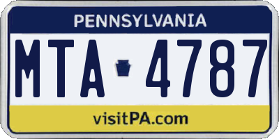 PA license plate MTA4787