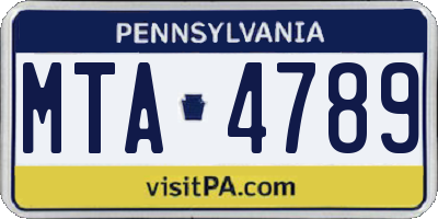 PA license plate MTA4789