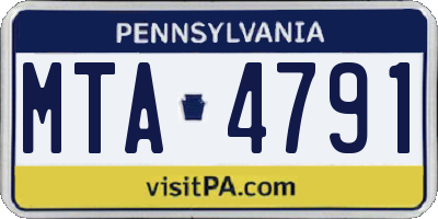 PA license plate MTA4791