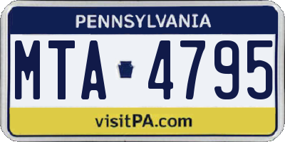 PA license plate MTA4795