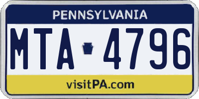PA license plate MTA4796
