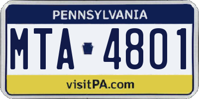 PA license plate MTA4801