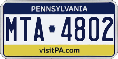 PA license plate MTA4802