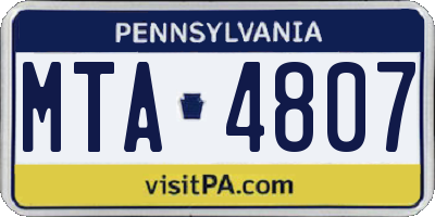 PA license plate MTA4807