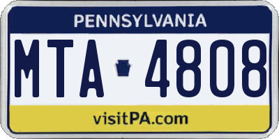 PA license plate MTA4808