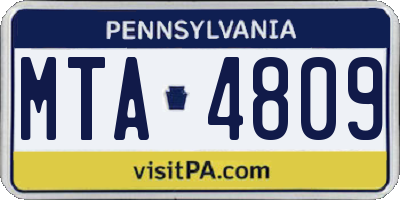 PA license plate MTA4809