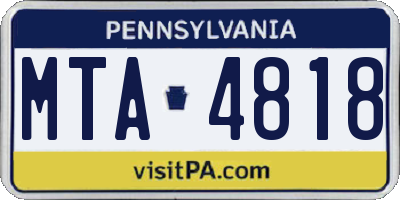 PA license plate MTA4818