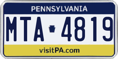PA license plate MTA4819