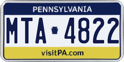 PA license plate MTA4822