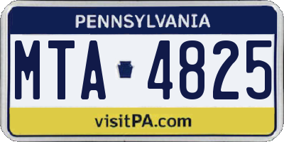 PA license plate MTA4825