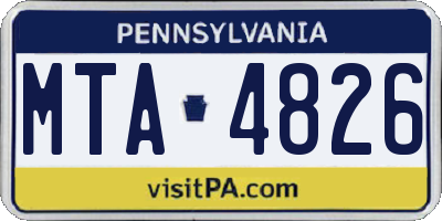 PA license plate MTA4826