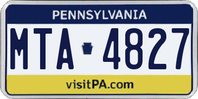 PA license plate MTA4827