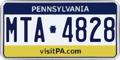 PA license plate MTA4828