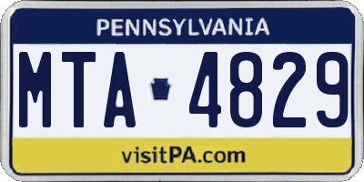 PA license plate MTA4829