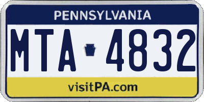 PA license plate MTA4832