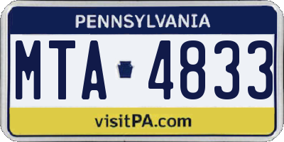 PA license plate MTA4833