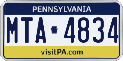 PA license plate MTA4834