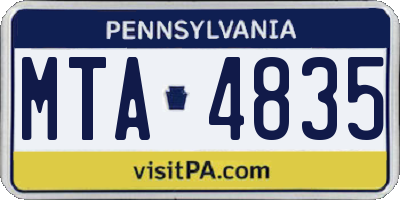 PA license plate MTA4835