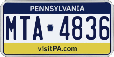 PA license plate MTA4836